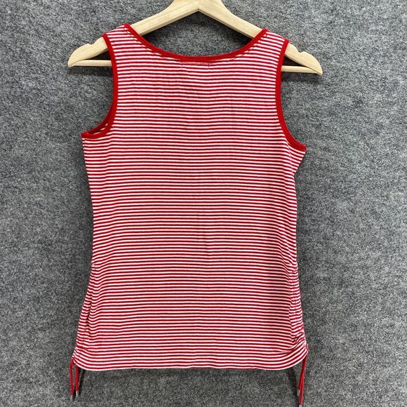 Chaps Activewear Tank Women S Small Red Striped Cotton Sleeveless Round Neck - Picture 2 of 9